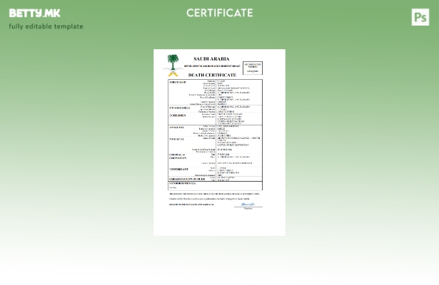 модерен стил на Саудиска Арабија за смртен шаблон Word и PDF шаблон